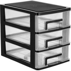 EXCEART Drawer Type Closet Three Layer Plastic Cabinet Multifunctional Transparent Storage Rack Organiser Furniture (Black)