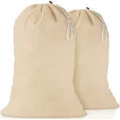 Laundry Bag in Natural Colour - 60 x 90 cm (Pack : 6) Very Durable, Laundry Bag with Drawstring, Machine Washable and Reusable, Laundry Bag Travel