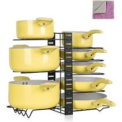 Midyb Pot Lid Holder, Pan Holder with 8 Adjustable Compartments, Pot Lid Storage for Pot and Lid, Pan Organiser, Send 1 Cleaning Cloth