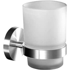 Ambrosya® Exclusive Toothbrush Holder Made of Stainless Steel | Bathroom Mug Glass Holder Holder Toilet Toothbrush Toothpaste Toothbrush Cup (Brushed Stainless Steel)