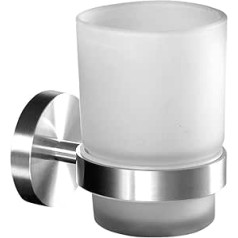 Ambrosya® Exclusive Toothbrush Holder Made of Stainless Steel | Bathroom Mug Glass Holder Holder Toilet Toothbrush Toothpaste Toothbrush Cup (Brushed Stainless Steel)