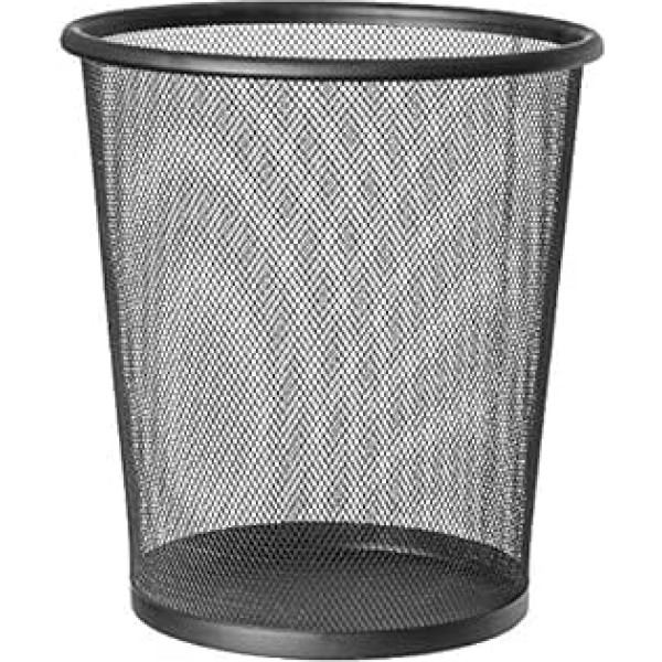 mākslas mēness MESH Mülleimer Büro, 12l Fassungsvermögen, Stahl Pulverbeschichtet, Papierkorb Metall für Schlafzimmer, Büros und Klassenzimmer, schwarz, Ø26,5x29,5CM