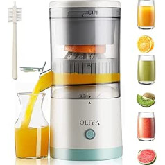 OLIYA Juicer Orange Juice Rechargeable Lemon Juice with USB and Cleaning Brush, 360° Portable Juicer for Oranges, Apples, Grapefruits and Pears