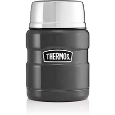 Kleines King Thermos®-Gefäß für Speisen, grau, Isoliergefäß mit Metalllöffel