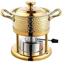 CSUNNY 2 l rundes Hot Pot Buffet-Set Single Shabu Shabu Heizung Edelstahl Speisen-Servierwärmer mit Deckel für Catering, Party, Hochzeiten, Gold