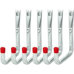 VORMANN Wall Hooks, Equipment Hooks, Garage Hooks, Load Hooks, Load Capacity up to 37 kg, Weather-Resistant, U-Shape, 6-Piece Set, Size 220 x 144 x 91 x 105 mm, Made in Germany