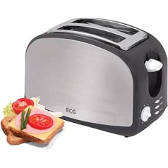 ECG ST 968 Edelstahl Toaster, 900 W, Automatisches Abschalten, Edelstahl-schwarz