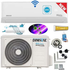 18000 BTU 5,3 kW Ultra Plus sadalīts gaisa kondicionētājs + sildītājs ECO Smart WiFi / UV-C / Pašattīrīšanās / Follow Me Pilnīgs komplekts Kluss Ietver 3 m līnijas