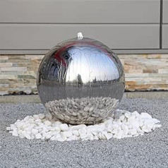 ESB5 Luxury Stainless Steel Fountain Polished with 48 cm Large Stainless Steel Ball Fountain for Garden with LED Lighting