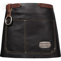 Brickwalls and Barricades The New Bistro Stain-Free Premium Short Leather Apron with Pocket Hip Apron Waist Apron Bistro Apron Waiter's Apron Leather Apron Short Catering Washable