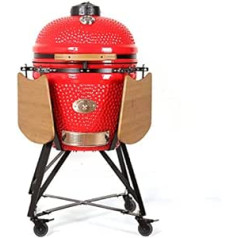 YNNI KAMADO TQ0C25RE XL 63,5 cm Grils ar Späneautomat Rot BBQ Keramik Ei Smoker TQ0C25RE