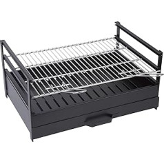 Sauvic 02729-Grill atvilktne ar nerūsējošā tērauda režģi 70,00 x 40,00 x 29,00 cm melna