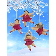 POMMERNTRAUM ® Set of 4 Christmas Tree Decorations, Chubby Guardian Angel, Lush Nana Angel, Molly Angel, Ruby Angel, Peace Angel, Christmas Angel, Pink