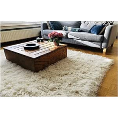 Premium Shaggy Flokati Griechische Teppiche Elfenbein Farbe, von Rugs & Stuff - 70 x 120cm - 2000gsm - Viele Verschiedenen Größen, Wolle, Elfenbeinfarben