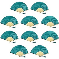 FANSOF.Fans iepakojumā ir 10 zīda auduma ventilators ar pušķu A kategorijas bambusa ribām, kāzu ballītei iecienīts rokas ventilators (Deep Sky Blue)