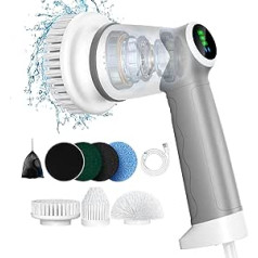 Electric Bathroom Cleaning Brush, Electric Brush for Cleaning with LED Display, Spin Scrubber with 6 Brush Heads, Handheld Cleaning Brush for Household, Floor, Car Tyres, Type C Fast Charging, 2 Modes