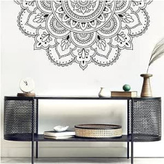 Grandora Wall Sticker Living Room Mandala I Black (W x H) 115 x 58 cm I Boho Style Wall Sticker Bedroom Sticker Hallway Yoga Ornament Sticker W5591