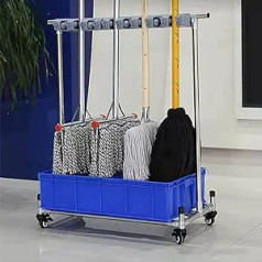 SHERAF Edelstahlregal Für Mops Und Besen, Utility Floor Fasse Mop -Abflussregal, Mop -Rack -Werkzeugregalträger -Werkzeugkartonlagerständer Für Garagen, Viesnīcas, Schulen, restorāni Usw./16Slots