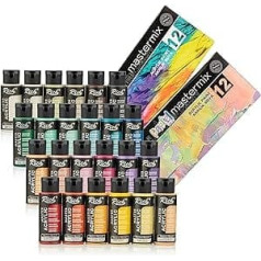 Rich Master Acrylic 24 Akrila krāsu komplekts 60 ml, Rich Pigment Paints Amatniecības krāsas audekla, koka, keramikas, auduma modelim iesācējiem vai profesionāļiem (24 krāsas)