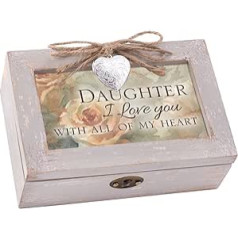 Cottage Garden Daughter Love Heart Natural Taupe Wood Locket Petite Music Box Light Up My Life