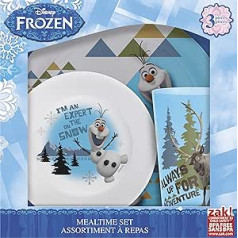 Zak Designs Essens-Set mit Teller, Schale und Becher mit Olaf & Sven von Frozen aus bruchfestem und BPA-freiem Kunststoff, 3-teiliges Set