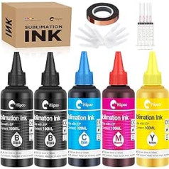 Hiipoo 500ml Refill Ink for ET2400 ET-2720 ET-2760 ET-2800 ET-2803 ET-2850 ET-4800 ET-15000 ET-3760 Inkjet Printer Heat Press Transfer on Cups T-Shirts Pillows (Upgrade Version)