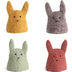 Èn Gry & SIF Egg Cosy Rabbit, Handmade from Natural Felt, Fair Trade, Easter or Christmas, Egg Warmers, Pack of 4