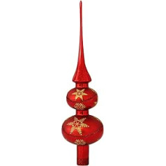 Krebs Glas Lauscha Double Tip Red Gloss / Matt with Snow Star Decoration 30 cm