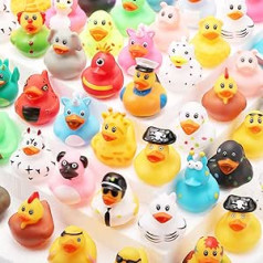 Dazarey Pack of 25 Rubber Bath Ducks, Colourful Rubber Duck Swimmers, Cute Rubber Ducks Children, 5 cm Bath Duck, Squeaky Duck Bath Toy for Baby Showers, Birthdays, Party Items, Beach and in the Pool