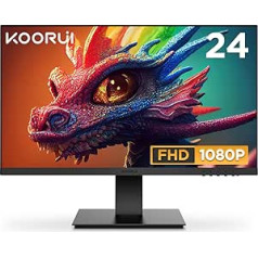 KOORUI 24-дюймовый монитор Full HD, 75 Гц, 5 мс, комфорт для глаз, цветовой диапазон sRGB 99%, (1920 x 1080, HDMI, VGA, наклон, VESA 75 x 75), черный