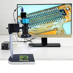 14 MP mikroskopa kamera, 14 miljonu pikseļu LED rūpnieciskais mikroskops HDMI USB HD mikroskopa kamera 100X 1,43 μm x 1,43 μm, C/CS 14MP CMOS sensora mikroskopa kamera, daudzi piederumi (ES)