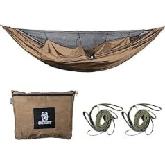 OneTigris Kompound Travel Hammock 1 Person Outdoor Hammock with Mosquito Net Reusable Packaging 260 x 130 cm Coyote Brown