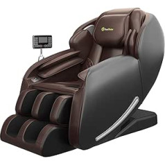 Real Relax masāžas krēsls, Full Body Zero Gravity SL-Track Shiatsu masāžas krēsls ar sildīšanu, ķermeņa skenēšana, Bluetooth pēdas rullītis, roku balsts, rullējams relaksācijai, Favor-06 Brown