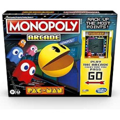 Monopoly Arcade Pac-Man spēle; Monopols galda spēle bērniem vecumā no 8 gadiem; Ietver banku un arkādes vienību