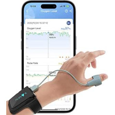 ViATOM rokas Bluetooth pulsa oksimetrs, 72 stundu akumulatora darbības laiks, asins skābekļa mērītājs, nepārtraukta uzraudzība, skābekļa piesātinājuma mērītājs, pārnēsājams miega monitors, bezmaksas lietotne