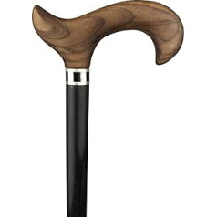 Casablanca Designer Walking Stick Hand-Polished Teak Wood with Real Waxed Ebony Wood Silver Design Ring with Mother of Pearl Inlay and Rubber Buffer