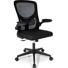 Ergodu ergonomiskais biroja krēsls - rakstāmgalda krēsls ar nolokāmiem roku balstiem - slīpuma funkcija - regulējama augstuma vadītāja krēsls - biroja krēsls - spēļu krēsls - melns
