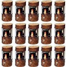 dobar® 35133 Schwedenfeuer Set 15 Stück | Baumfackel aus FSC®-zertifiziertem Kiefernholz | Gartenfackel im Set | svolle Finnenfackel für Garten/Terrasse | Ø11-15 cm x 20 cm | Natur