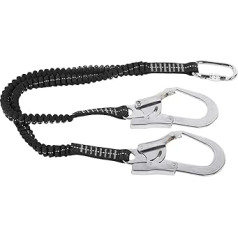 Luroze Fall Protection Belt, Shock Absorbing Fall Protection with Safety Lead with Double Steel Carabiner Hook, Shatterproof 2500 kg, Elastic Safety Belt with Hook for Air Climbing