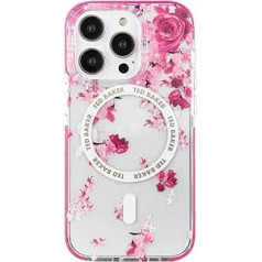 Ted Baker Scattered Flowers Antishock Case Compatible with iPhone 15 Pro Compatible with Magsafe - Clear Pink