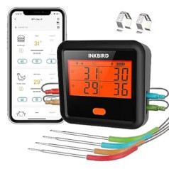 Inkbird IDT-34C BBQ Thermometer Bluetooth with 45 m Connection Distance, Wireless Grill Thermometer with Tempal Alarm, Oven Thermometer Meat Thermometer for Grill, Baking, Roasting