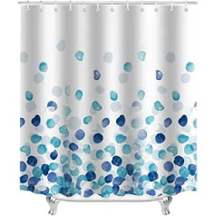 Lerores Shower Curtain, 240 x 200 cm, Blue Petals, Weighted Hem, Anti-Mould Textile, Water-Repellent, Washable Polyester Bath Curtains with Eyelets and 16 Shower Curtain Rings for Bathroom, Bathtub