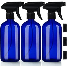 Belle Vous Empty Refillable Blue Atomiser Spray Bottle (Pack of 3) - Spray Bottle 500 ml - 2 Jet Settings - Spray Bottle Cleaner, Water, Aromatherapy & Essential Oils