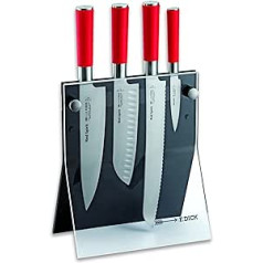 F. DICK Red Spirit 8177200 nažu bloks ar nazi, Santoku, šefpavāra nazis, maizes nazis, biroja nazis, X55CrMo14 tērauds, 56° HRC) 8177200, 24 cm