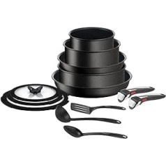 Tefal Ingenio L3959343 13-daļīgs nepiedegošs indukcijas trauku komplekts, pannas, katli, vāki, rokturi, virtuves piederumi