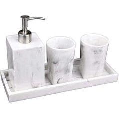 4 Piece Bathroom Accessory Set, Resin Creative Gift Set, Luxury Bathroom Accessories with Toothbrush Cup/Soap Dispenser/Tray, for Home, Apartment, Dormitory