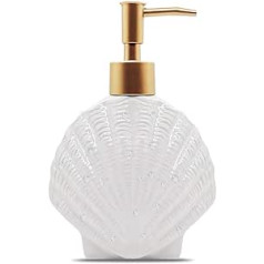 Shell Shape Soap Dispenser White Ceramic Lotion Bottle with Golden Matte Pump Home Decor for Bathroom Kitchen