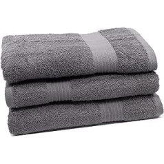 ZOLLNER Set of 3 Bath Towels 100% Cotton 550 g/m² Approx. 70 x 140 cm Grey