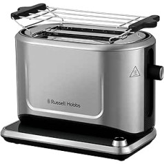 Russell Hobbs Toaster [for 2 slices, perfect browning level - no matter what bread - fully automatic] Attentiv stainless steel (digital touch control surface, extra wide slots) 26210-56