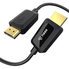 Fibbr 8K HDMI optiskās šķiedras kabelis, 48 Gbps īpaši liela ātruma HDMI 2.1 kabelis/AOC atbalsts 8K @ 60Hz, 4K @ 120Hz/144Hz HDR eARC Savietojams ar PS5, Xbox Series X, datoru, TV (1 m/3,28 pēdas)